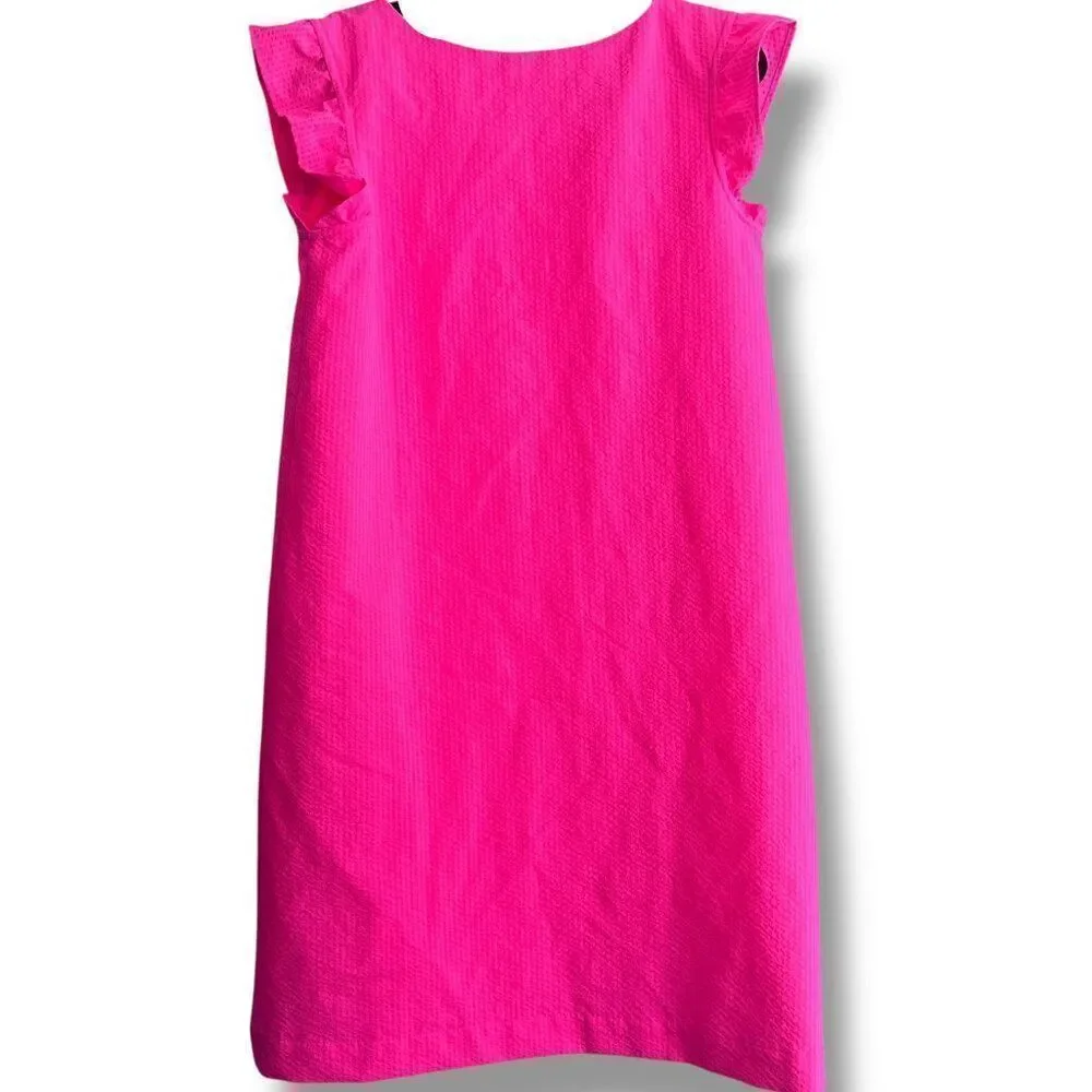 Vineyard Vines Girls Hot Pink Flutter Sleeve Performance Shift Dress Size 12